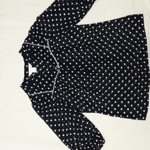 Black and White Polka Dot Blouse Size Medium